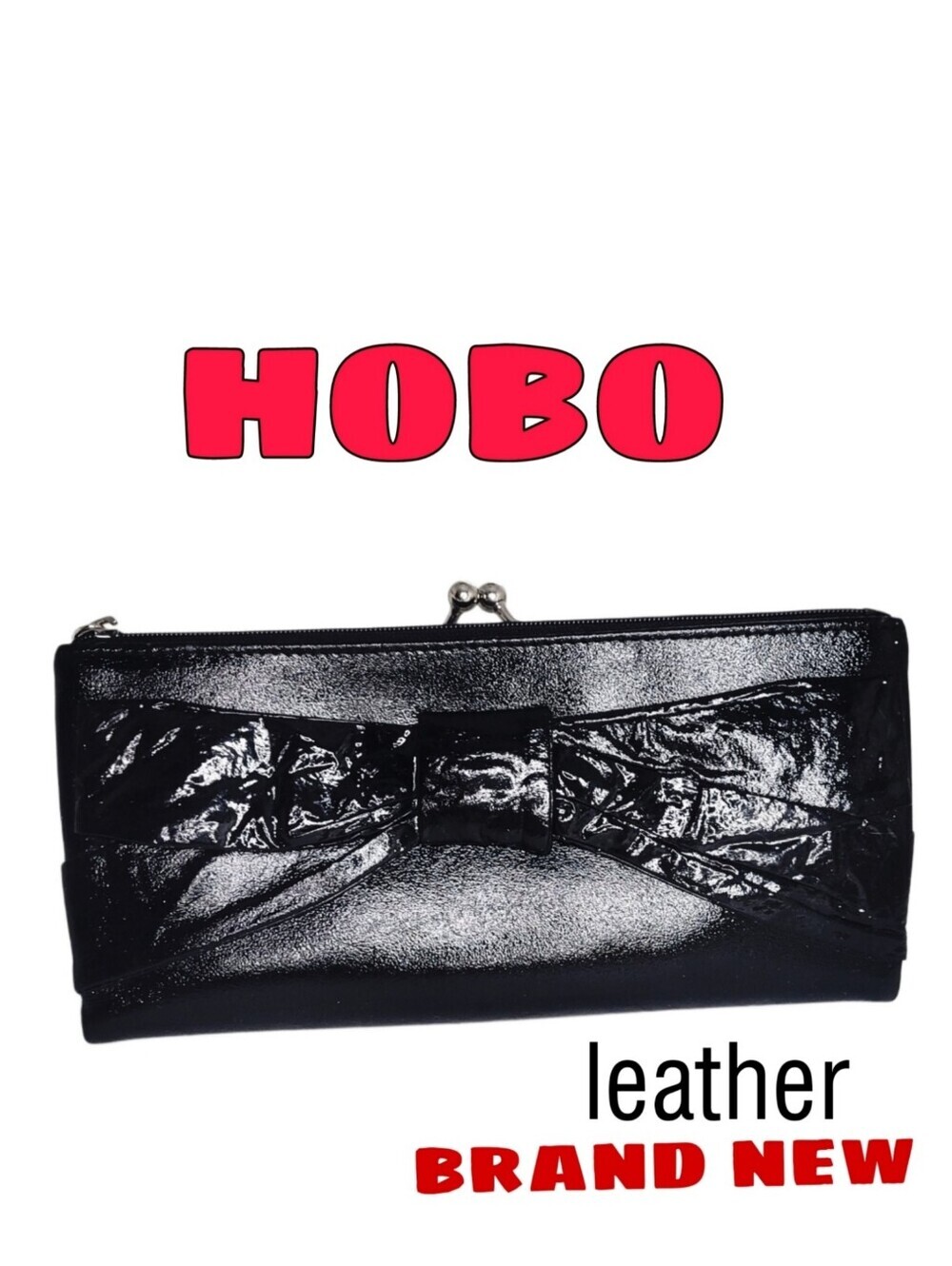 Hobo Brand New  Black Leather Bow Clutch Wallet Vintage?